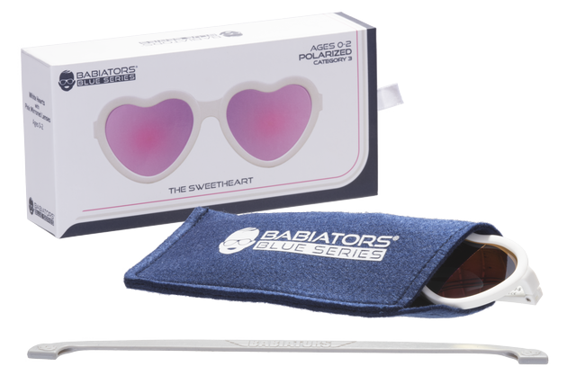 Frosted Pink Heart  Purple Polarized Mirrored Lenses – Babiators Sunglasses